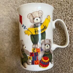 Harrods Teddy Bear Mug - White and Brown with Red and Yellow Accents